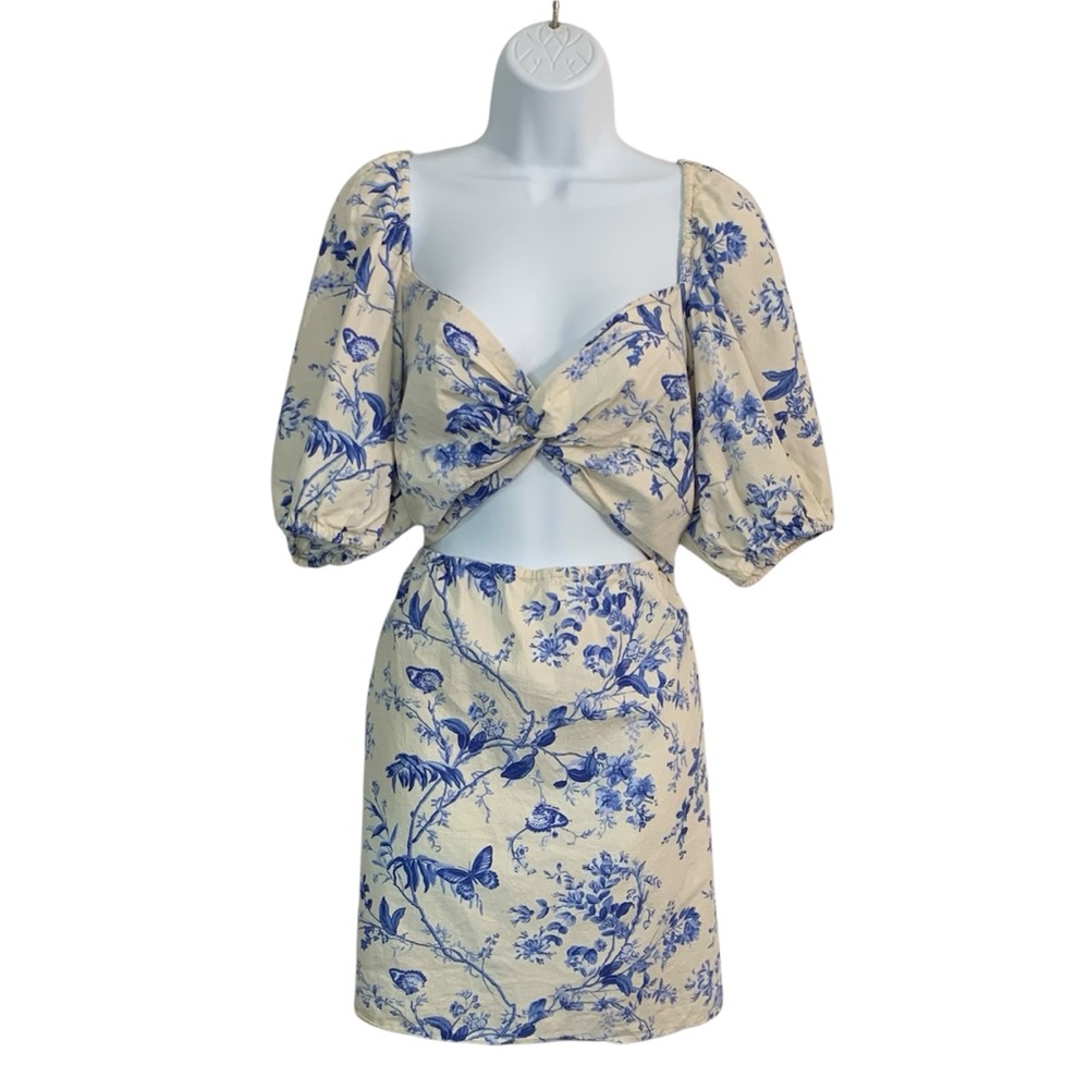 H&M Linen Blend Floral Mini Dress Sz XL
